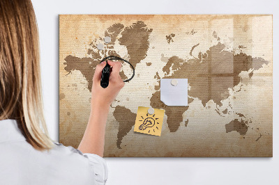 Magnetická popisovateľná tabuľa Mapa sveta s miestami fotenia