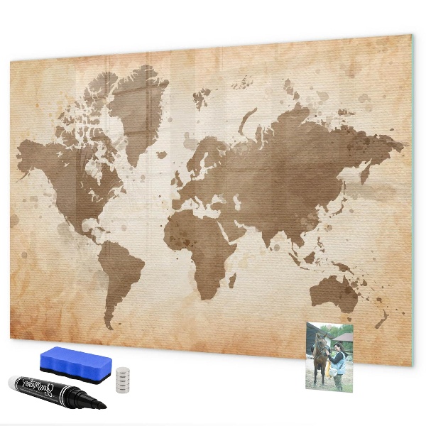 Magnetická popisovateľná tabuľa Mapa sveta s miestami fotenia
