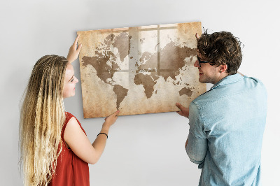 Magnetická popisovateľná tabuľa Mapa sveta s miestami fotenia