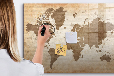 Magnetická popisovateľná tabuľa Mapa sveta s miestami fotenia