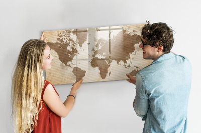 Magnetická popisovateľná tabuľa Mapa sveta s miestami fotenia