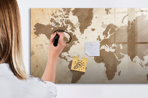 Magnetická popisovateľná tabuľa Mapa sveta s miestami fotenia