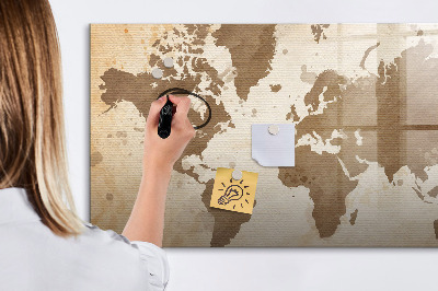 Magnetická popisovateľná tabuľa Mapa sveta s miestami fotenia