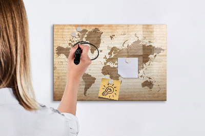 Magnetická popisovateľná tabuľa Mapa sveta s miestami fotenia
