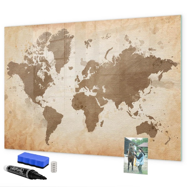 Magnetická popisovateľná tabuľa Mapa sveta s miestami fotenia