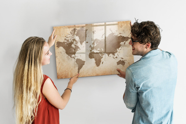Magnetická popisovateľná tabuľa Mapa sveta s miestami fotenia