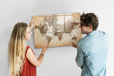 Magnetická popisovateľná tabuľa Mapa sveta s miestami fotenia