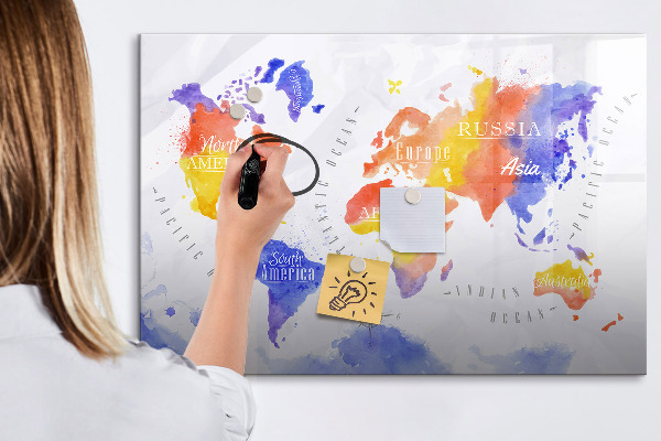 Kresliaca magnetická tabuľa Farebná mapa sveta s fotografiami