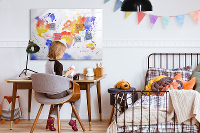 Kresliaca magnetická tabuľa Farebná mapa sveta s fotografiami