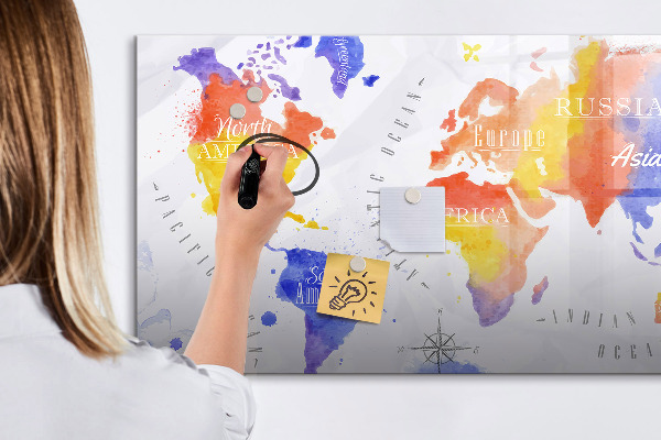 Kresliaca magnetická tabuľa Farebná mapa sveta s fotografiami