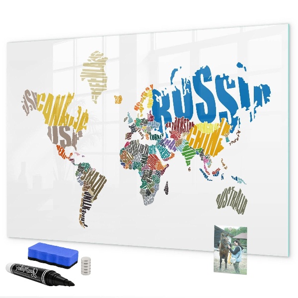 Kresliaca magnetická tabuľa Mapa sveta s miestami fotenia
