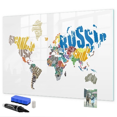 Kresliaca magnetická tabuľa Mapa sveta s miestami fotenia