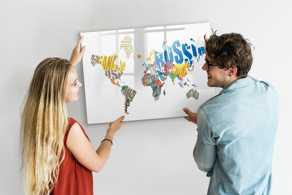 Kresliaca magnetická tabuľa Mapa sveta s miestami fotenia