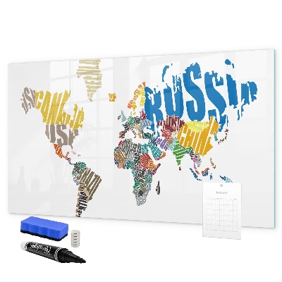 Kresliaca magnetická tabuľa Mapa sveta s miestami fotenia