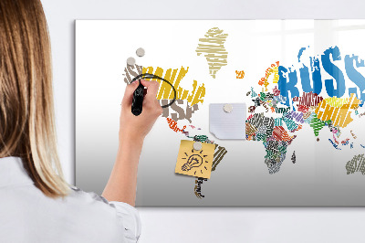 Kresliaca magnetická tabuľa Mapa sveta s miestami fotenia