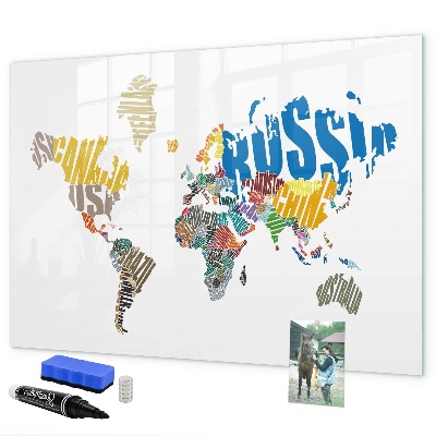 Kresliaca magnetická tabuľa Mapa sveta s miestami fotenia