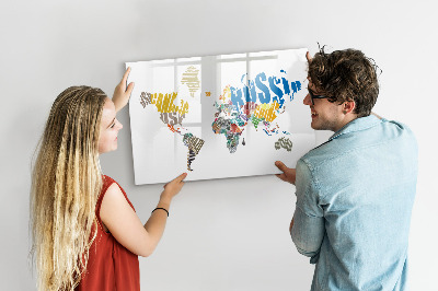 Kresliaca magnetická tabuľa Mapa sveta s miestami fotenia