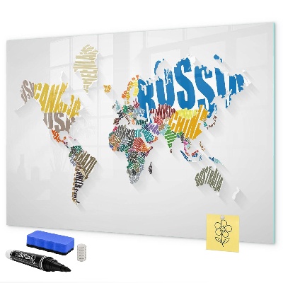 Magnetická popisovateľná tabuľa Mapa sveta s osobnými spomienkami