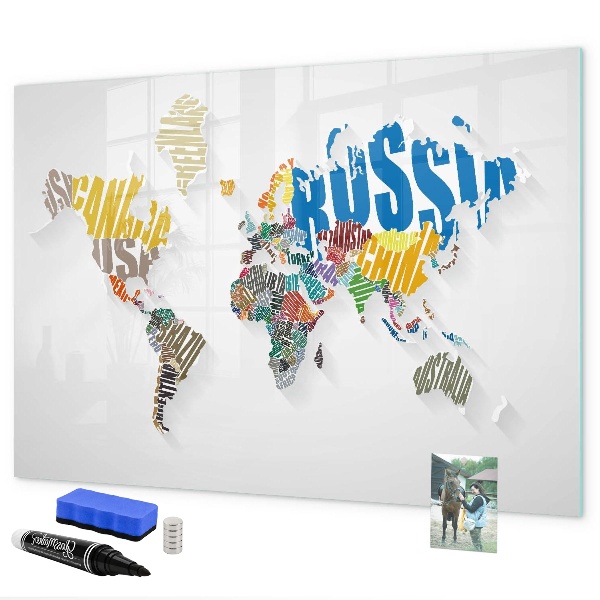 Magnetická popisovateľná tabuľa Mapa sveta s osobnými spomienkami