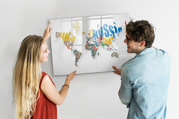 Magnetická popisovateľná tabuľa Mapa sveta s osobnými spomienkami