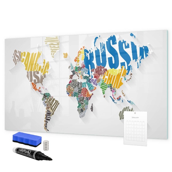 Magnetická popisovateľná tabuľa Mapa sveta s osobnými spomienkami