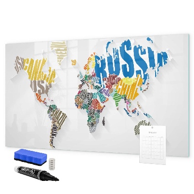 Magnetická popisovateľná tabuľa Mapa sveta s osobnými spomienkami