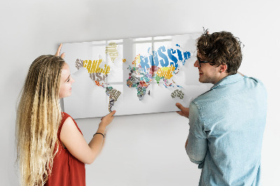 Magnetická popisovateľná tabuľa Mapa sveta s osobnými spomienkami