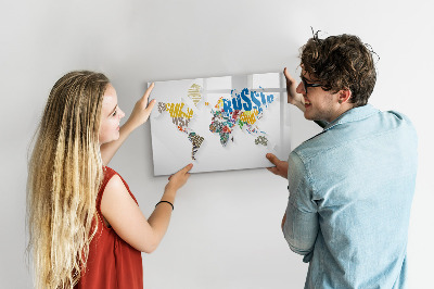 Magnetická popisovateľná tabuľa Mapa sveta s osobnými spomienkami