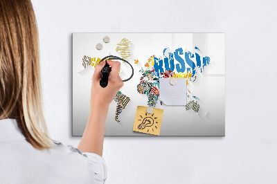 Magnetická popisovateľná tabuľa Mapa sveta s osobnými spomienkami