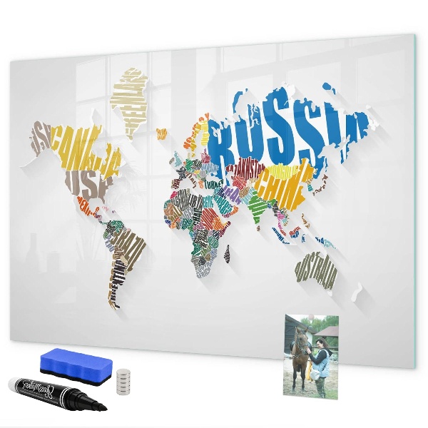 Magnetická popisovateľná tabuľa Mapa sveta s osobnými spomienkami