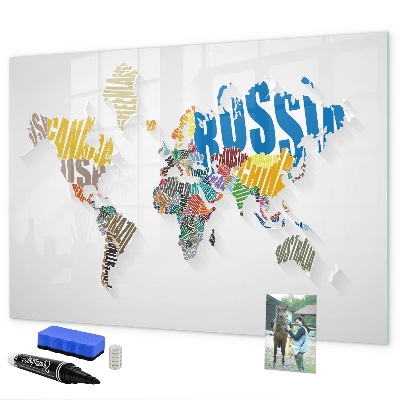 Magnetická popisovateľná tabuľa Mapa sveta s osobnými spomienkami