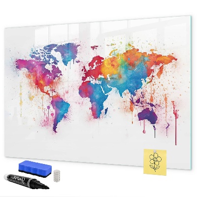 Kresliaca magnetická tabuľa Farebná mapa sveta s fotografiami