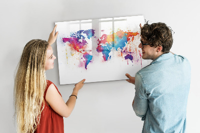 Kresliaca magnetická tabuľa Farebná mapa sveta s fotografiami