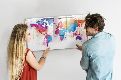 Kresliaca magnetická tabuľa Farebná mapa sveta s fotografiami