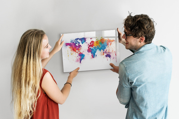 Kresliaca magnetická tabuľa Farebná mapa sveta s fotografiami