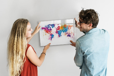 Kresliaca magnetická tabuľa Farebná mapa sveta s fotografiami