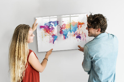 Kresliaca magnetická tabuľa Farebná mapa sveta s fotografiami
