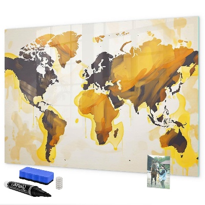 Magnetická popisovateľná tabuľa Mapa sveta s miestami fotenia
