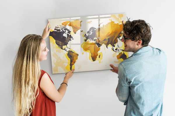 Magnetická popisovateľná tabuľa Mapa sveta s miestami fotenia