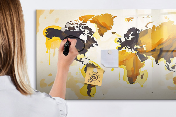 Magnetická popisovateľná tabuľa Mapa sveta s miestami fotenia