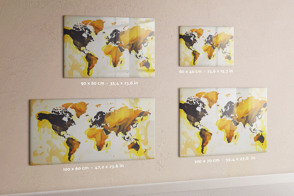 Magnetická popisovateľná tabuľa Mapa sveta s miestami fotenia