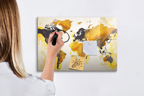 Magnetická popisovateľná tabuľa Mapa sveta s miestami fotenia