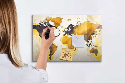 Magnetická popisovateľná tabuľa Mapa sveta s miestami fotenia