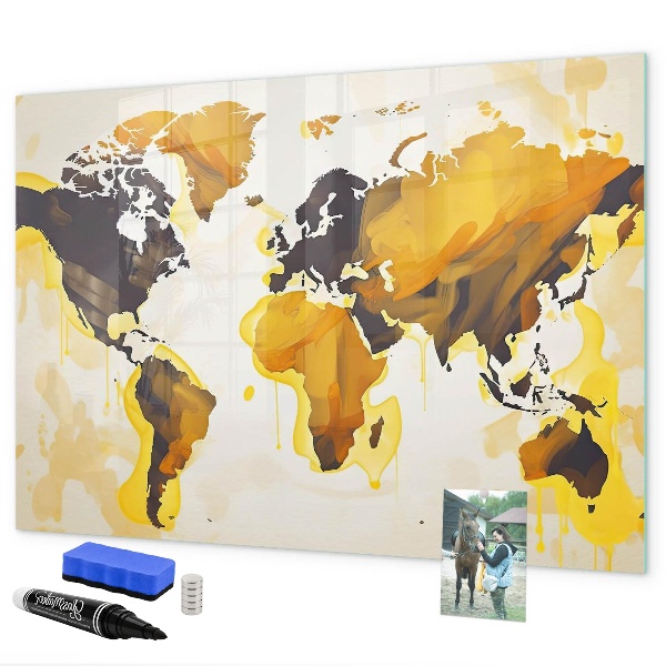 Magnetická popisovateľná tabuľa Mapa sveta s miestami fotenia