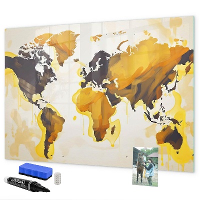 Magnetická popisovateľná tabuľa Mapa sveta s miestami fotenia