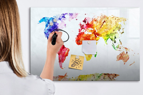 Kresliaca magnetická tabuľa Farebná mapa sveta s fotografiami