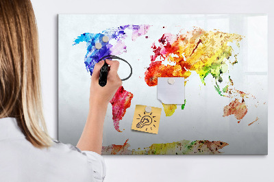 Kresliaca magnetická tabuľa Farebná mapa sveta s fotografiami