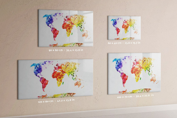 Kresliaca magnetická tabuľa Farebná mapa sveta s fotografiami