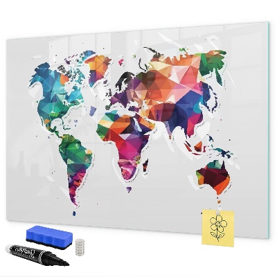 Magnetická popisovateľná tabuľa Farebná mapa sveta s fotografiami