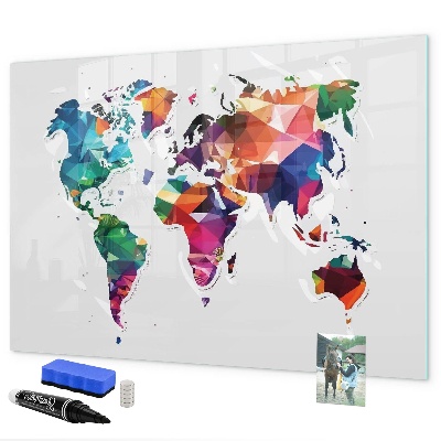 Magnetická popisovateľná tabuľa Farebná mapa sveta s fotografiami